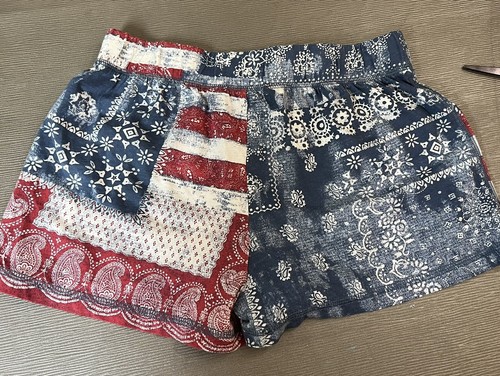 Ralph Lauren Girls Shorts~Blue Red Bandana Pattern~Cotton~Size 12-14~NWOT - Picture 2 of 3