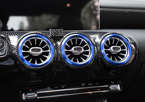 Blue Aluminium Air Vent Outlet Cover Trim For Mercedes-Benz A-Class CLA GLA GLB - Picture 4 of 5