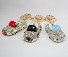 Sports Car Rhodster Key Chain Rhinestone Crystal Enamel Handbag Pendant - A236