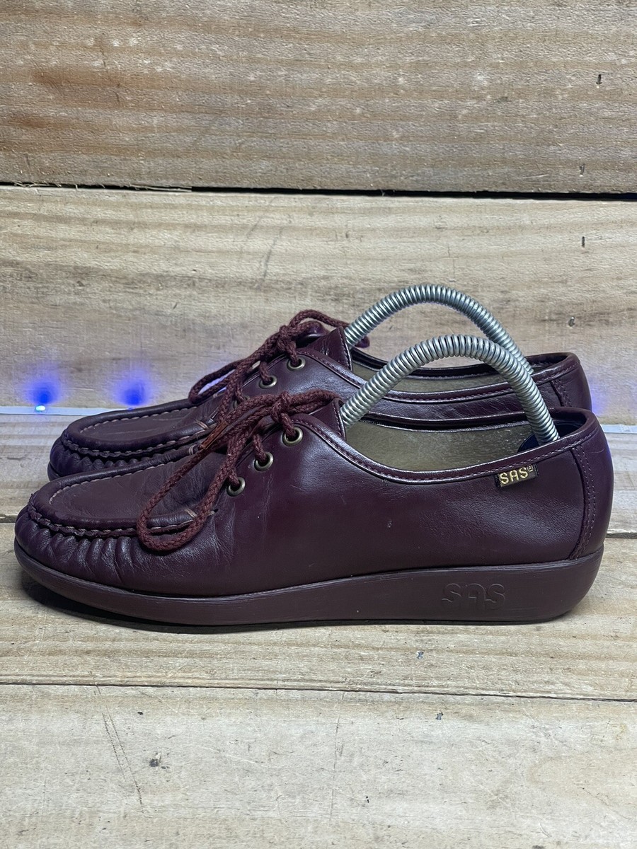 SAS Comfort Handsewn Shoes Burgundy Lace-Up Moc Toe Made in  display picture 2