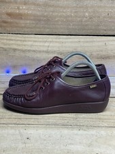 SAS Comfort Handsewn Shoes Burgundy Lace-Up Moc Toe Made in USA Women's 6-6.5