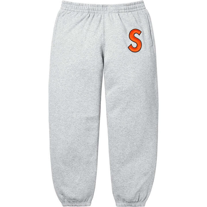 Pantalon de survêtement Supreme S logo gris bruyère