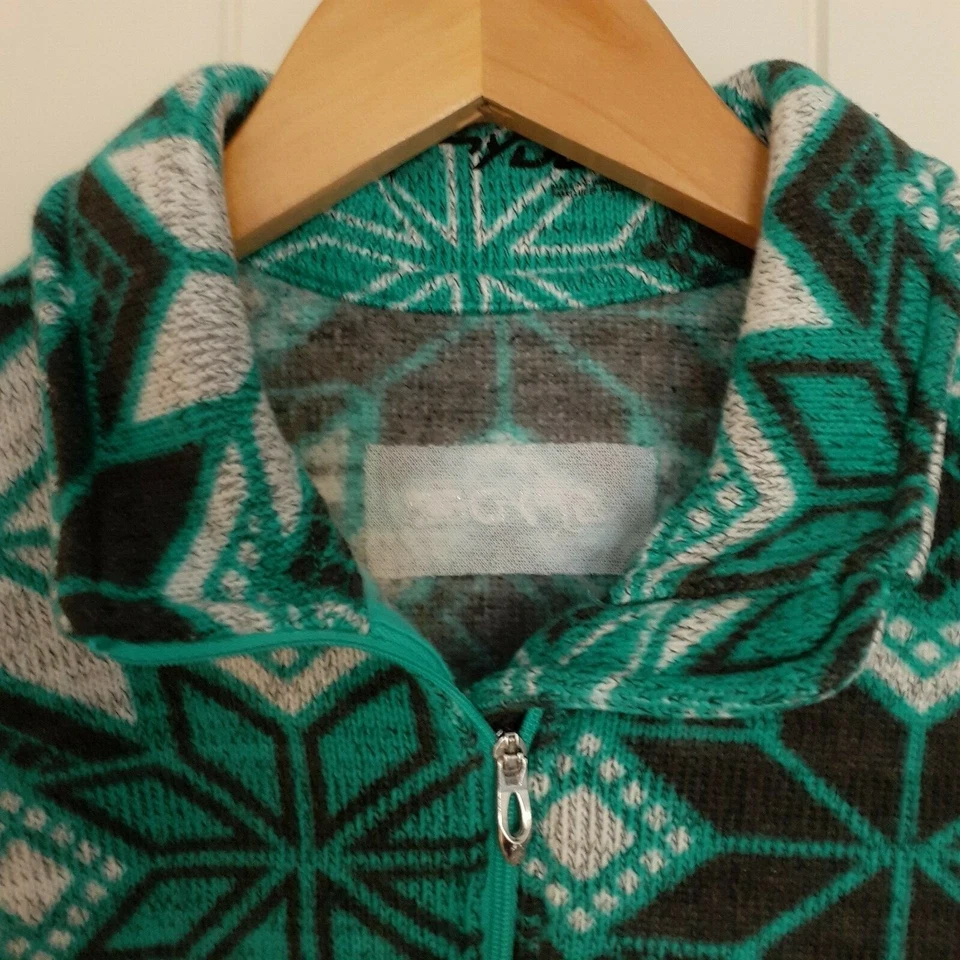 Suéter Spyder Para Mujer Alpine Chic 1/2 Cremallera Verde Blanco Negro Talla 12 Foto 4 de 4