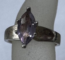 VINTAGE STERLING SILVER 925 MARQUISE CUT PALE AMETHYST STONE RING SIZE 6