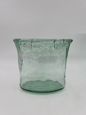 Recycled Green Glass Vase Sea Grass Texture Oval Organic Modern Wave Edge