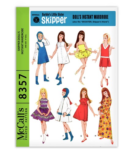 SKIPPER Barbie Doll Sewing Pattern McCalls 8357 Tutu Dress Coat Pants Vintage 9" - Picture 1 of 2