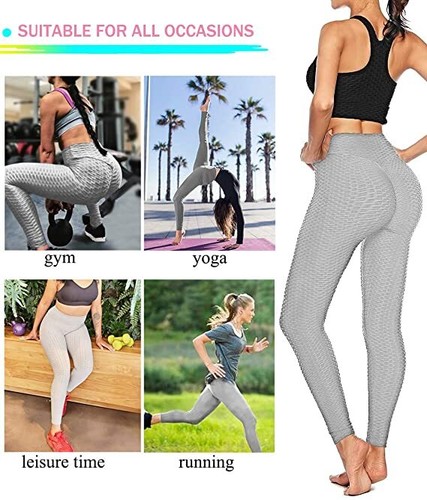 Women Push Up Yoga Pants Anti-Cellulite Leggings Gym Sports Waffle Scrunch Pants - Picture 12 of 29