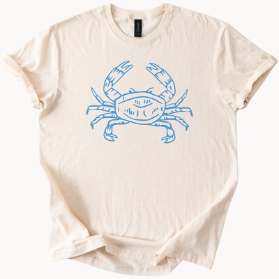 Crab Graphic Tee Blue Coastal Shirt