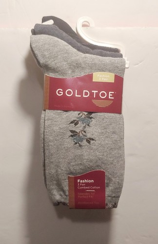 GOLD TOE FASHION SOCKS (REINFORCED TOE) - 3 PAIRS- (Women's Shoe Size 6-9) - 第 1/2 張圖片