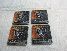 NFL Raiders Set of 4 Rubber Coasters 4"X4"