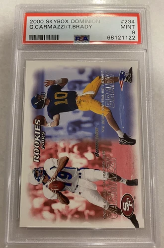 2000 Skybox Dominion Giovanni Carmazzi/Tom Brady #234 Rookie PSA 9 MINT