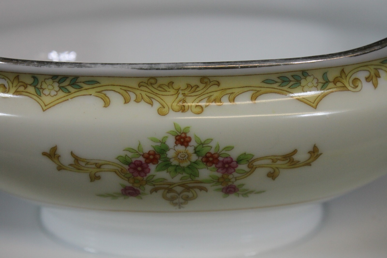 Vtg Noritake Gravy Boat Bowl Attached to Plate Floral M Japan Serving