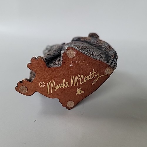 Marsha McCarthy Cat Metallic Figurine Brushed Resin Signed 6" tall Vintage - Picture 5 of 5