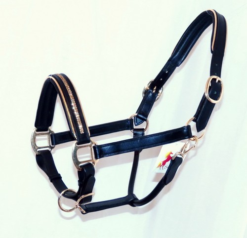 CUELLO HALTER FSS GLOW 2 Filas TOPACIO AB CRISTAL Bling TUBERÍAS DORADAS Latón Acolchado - Imagen 3 de 6