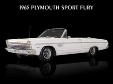 1965 Plymouth Sport Fury Convertible In White Metal Sign 12x16 Ships Free