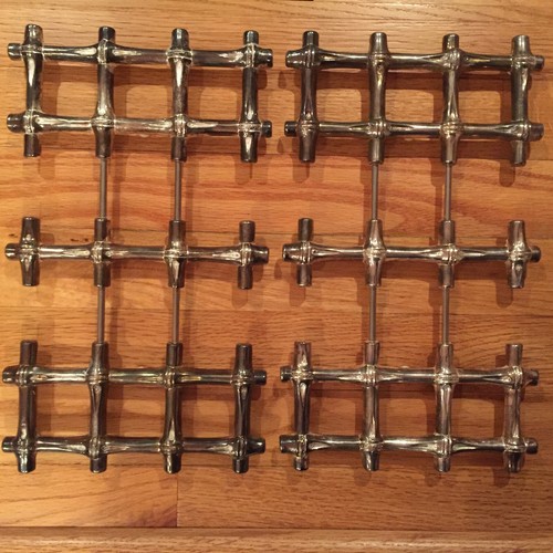 Leonard Silverplate Espansione Bambù Design Trivets dall'ITALIA ~ VINTAGE MCM ~ OTTIME CONDIZIONI - Foto 9 di 9