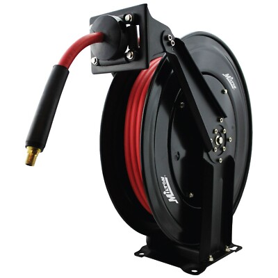 Milton  Steel Dual Arm Auto-Retract Hose Reel, 3/8'' x 50 ft. Rubber Hose, 300 PS