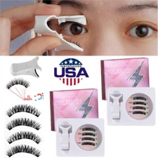 Reusable Natural Magnetic Eyelashes with Applicator No Glue Needed Lashes Kit US