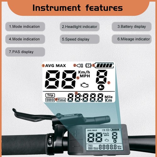E-bike LCD 500S Display with 5 Pin Female Plug Waterproof Female Connector - Picture 2 of 14