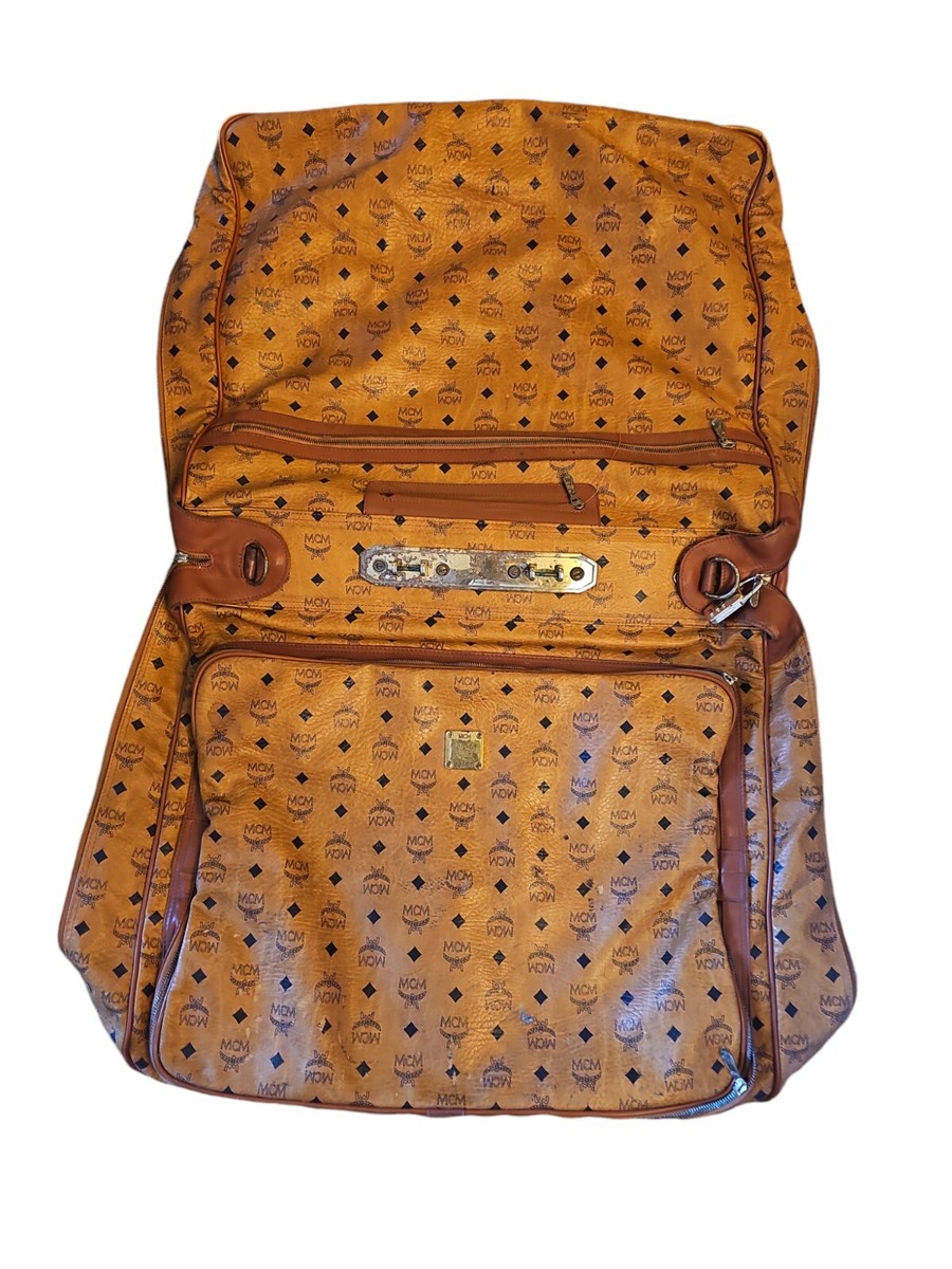 MCM Visetos Vintage 90s' Cognac Brown Canvas Leather Garment