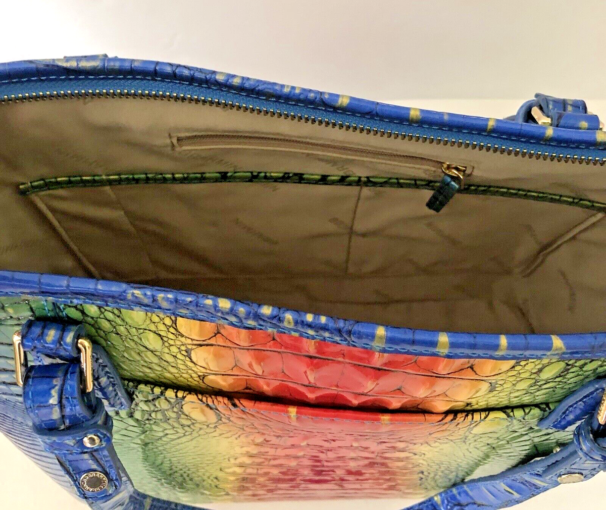 Sac Brahmin Bristol Opale Melbourne - Cuir Gaufré Croco Vert, Bandoulière Détachable, Neuf Avec étiquettes