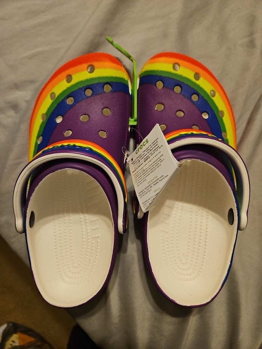 Crocs Classic Rainbow Dye Clog 208106 M5 W7 Colorful Pride