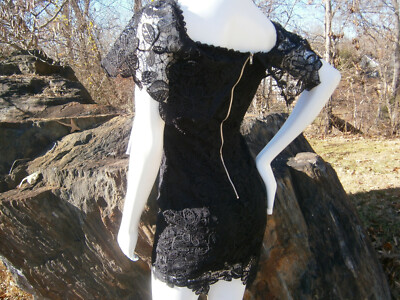 NWT Just Me Women Sexy Little Black Cocktail Dress S Lace Eyelet lined back  zip | eBay