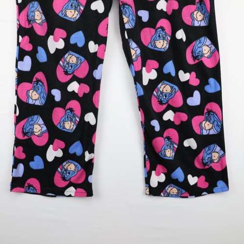 Women’s Disney Store Pajama Set Sz XL Eeyore Hearts Collared Long Sleeve Fleece - Picture 14 of 18