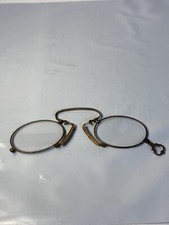 Antique 1880s Pince-nez Eyeglasses Steel Oval Frame And Cork Nose Rest Clamp