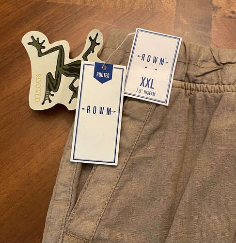 Rowm Men’s Shorts Color Khaki Size XXL Drawstring Elastic Waist Pockets MSRP $50 - Picture 2 of 5