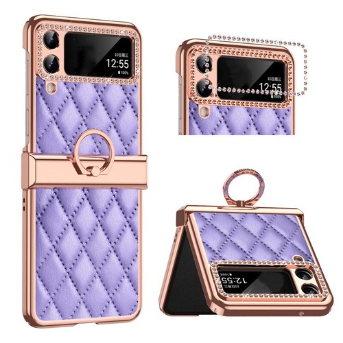 For Samsung Galaxy Z Flip3 Z Flip5 4 Plating Leather Ring Stand Hard Case Cover - Zdjęcie 3 z 34