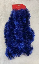 1 PK 15ft Blue Tinsel Garland Christmas Hanukkah party decor July 4th