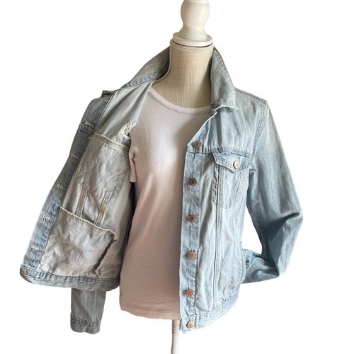 Forever 21 Jacket Womens Y2K Distressed Light Wash Denim Jackets Size M - Picture 3 of 9