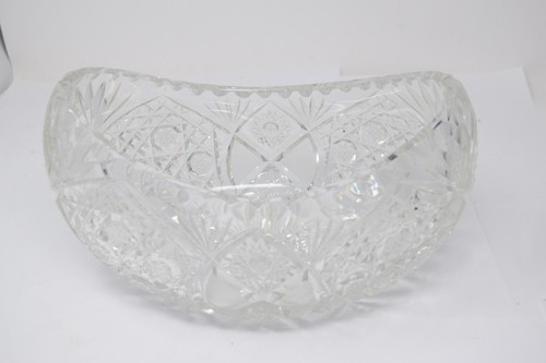 VINTAGE CRYSTAL CUT GLASS AMERICAN BRILLIANT STYLE CANOE PINWHEEL STAR BOWL 10" - Picture 3 of 8