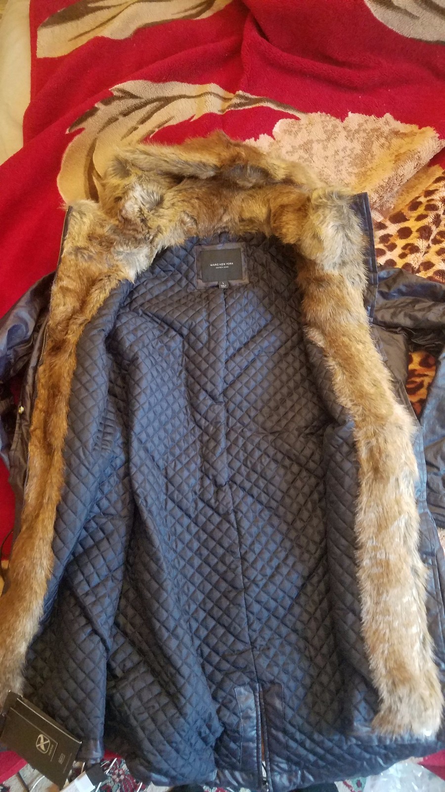 Andrew Marc parka navy blue hood image 7
