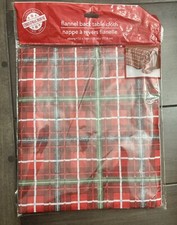 Thin Vinyl Tablecloth, 52" x 70" Oblong Red Green Plaid New