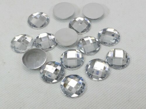 50 Clear Flatback Acrylic Rhinestone Round Gem Beads 18mm No Hole - Picture 7 of 9