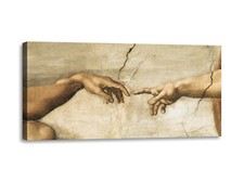 Quadro stampa su tela con vernice effetto dipinto - michelangelo la creazione