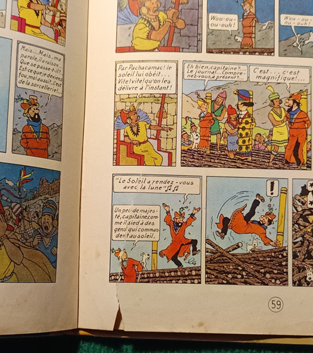 LES AVENTURES DE TINTIN - LE TEMPLE DU SOLEIL - Dos Jaune 1955 - HERGÉ - Imagen 4 de 12