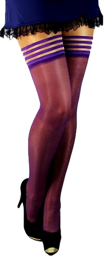 VINTAGE Halterlose Strümpfe Retro Streifen-Band LYCRA 20 Den FARBEN GR S-XL EU - Bild 11 von 19