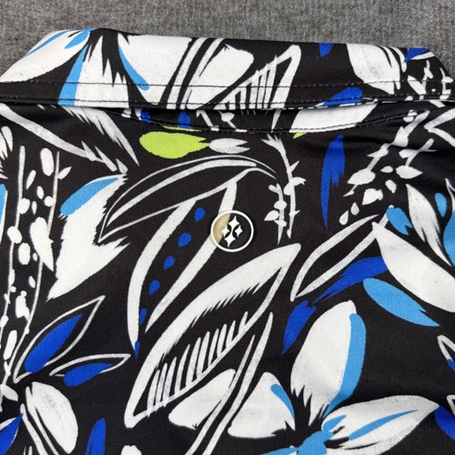 Jofit Golf Shirt Womens S Polo Black Blue Floral 1/4 Zip Cap Sleeve - Picture 4 of 8