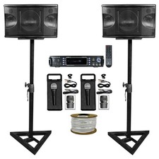 2 Rockville KPS80 8" Karaoke Speakers Bluetooth Amp Adjustable Stands 2 Mics