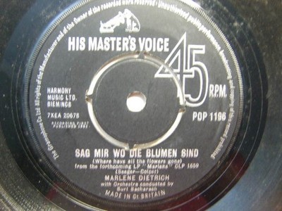 Marlene Dietrich   Sag Mir Wo Die Blumen Sind 1963 7  HMV POP 1196