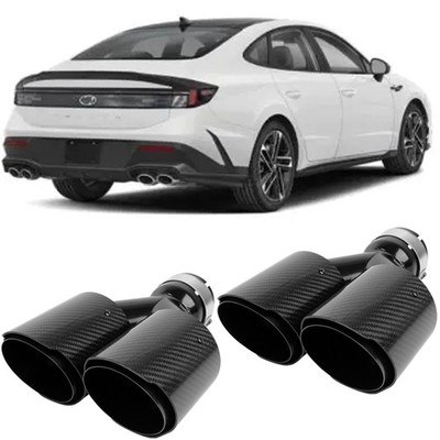 1 Pair Carbon Fiber Dual Quad Exhaust Tip 3'' to 4'' For Hyundai Sonata 2007-2021