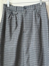 Brooks Brothers Women  s 12 Vintage Blue Wool Pencil Lined Skirt Houndstooth
