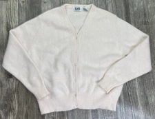 VTG Sostanza Sweater Angora Cardigan Cream V Neck Size L