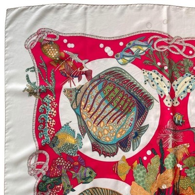 HERMES GRANDS FONDS Carr 90 Scarf Silk BEG Allover For Women | eBay
