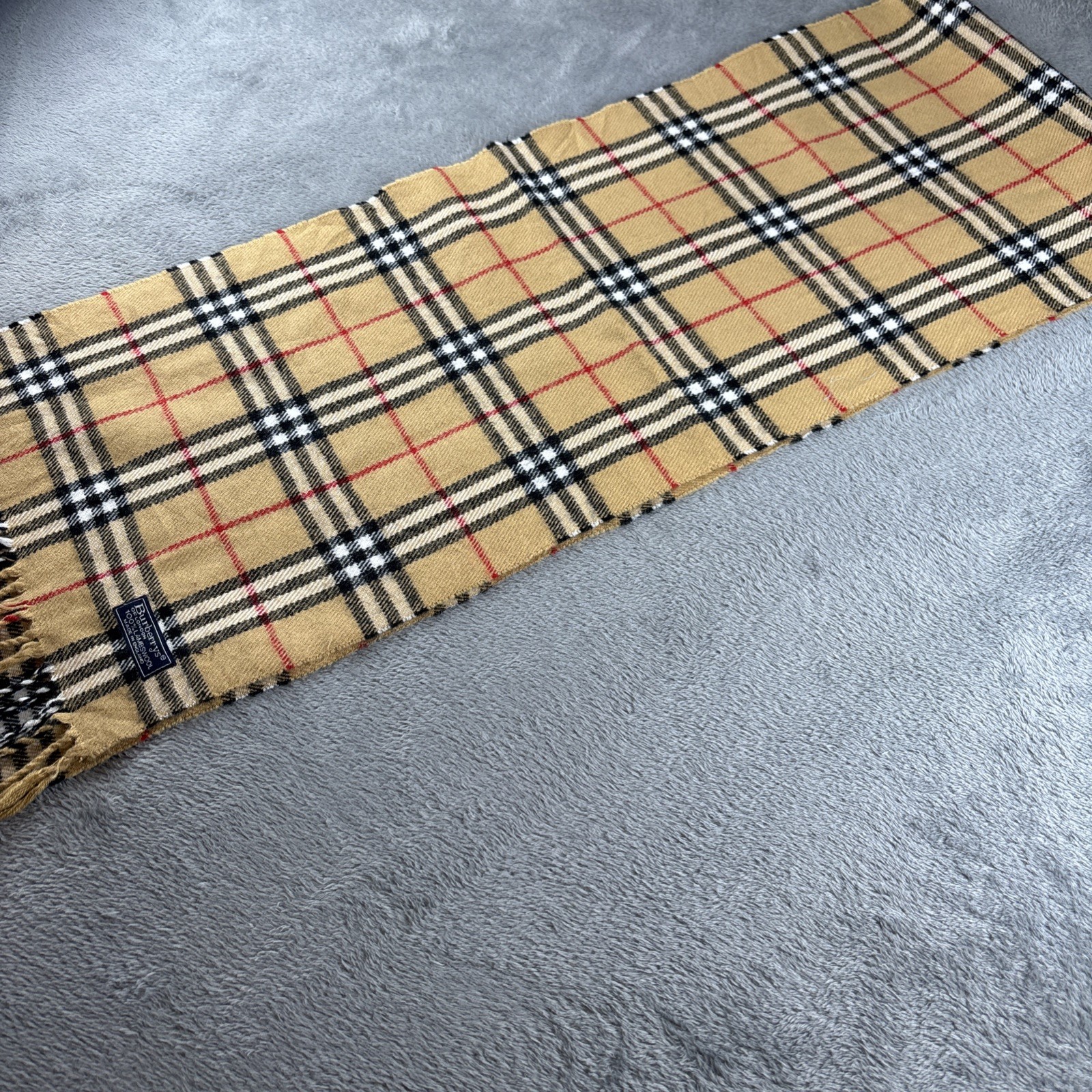 Burberry Of London Scarf Vintage 100% Lambswool Check Made In England Authentic image 6
