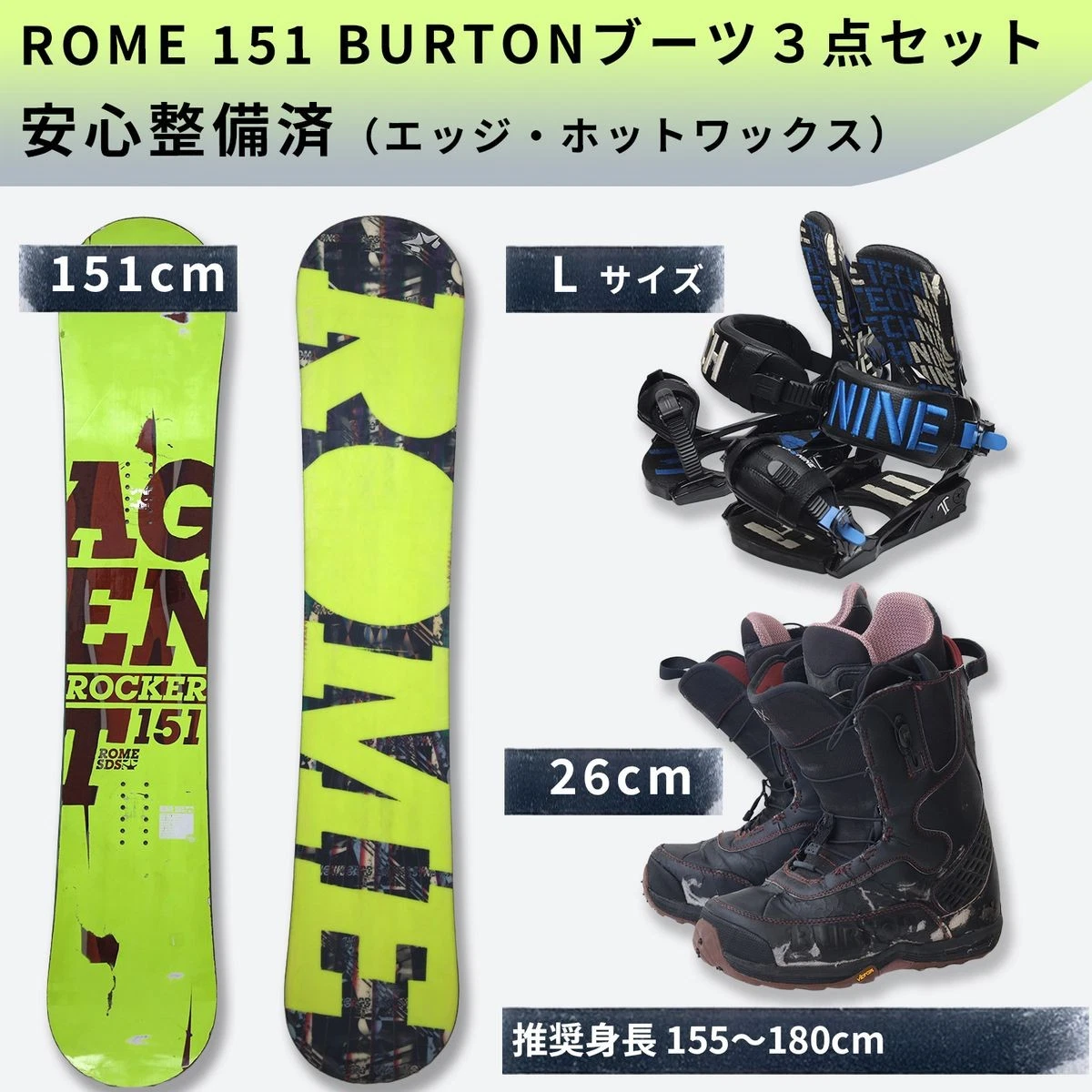 即日発送可！ROME AGENT 154cm ビンディング セット ローム ウィンタースポーツ 即日発送可！ROME AGENT 154cm ビンディング
