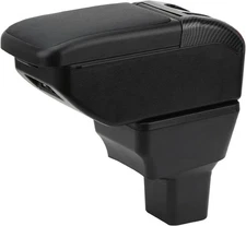 Armrest Box for Nissan Versa 2020-2025 Double Layer Storage Black with USB Ports